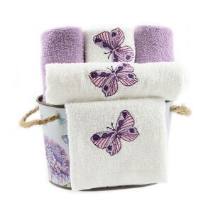 Gold Coast Butterfly Garden Embroidered Cotton Washcloth Set with Decorative Tin